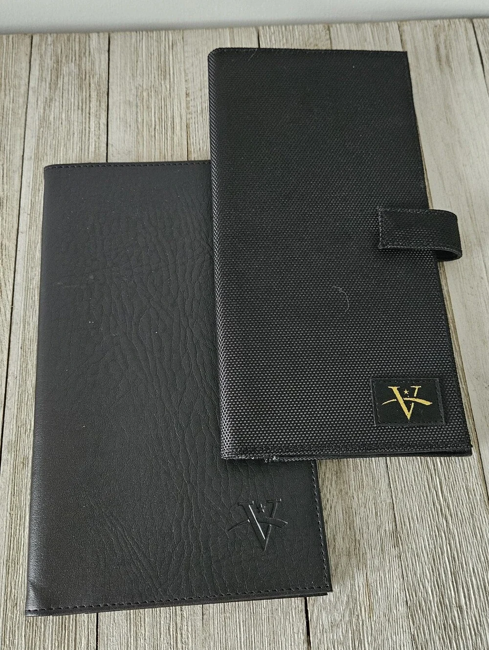 Pair of Vantqge Deluxe World Travel Black Document Passport Folder Holder Set ea